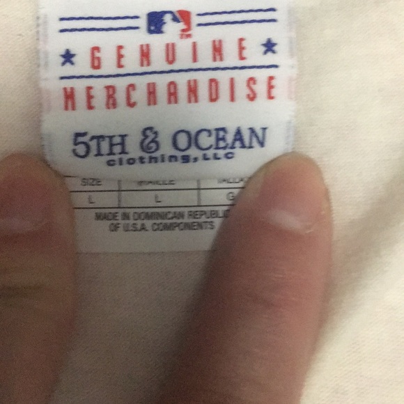 ⚾️Official New York Yankees T-shirt “I Love Yankees Baseball”Sz L cream and blue - Picture 4 of 6